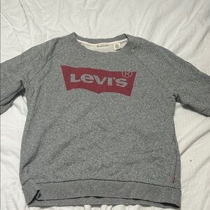 Levi's Men's Gray Sweater with Red Logo